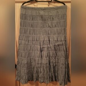 Max Studio Green Midi A-line Skirt with Ruffled Tiers for Casual Wear